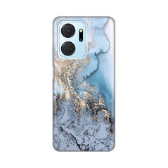Zastitna silikonska maska (futrola) PRINT - Huawei Honor X7a Blue Gold Marble.