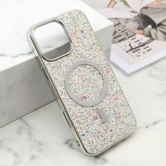 Futrole GLAM GLOW MagSafe - iPhone 16 Pro Max (6.9) srebrna (MS).