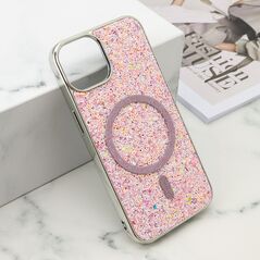 Futrole GLAM GLOW MagSafe - iPhone 13 (6.1) roze (MS).