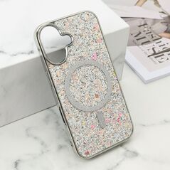 Futrole GLAM GLOW MagSafe - iPhone 16 (6.1) srebrna (MS).