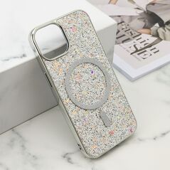 Futrole GLAM GLOW MagSafe - iPhone 13 (6.1) srebrna (MS).