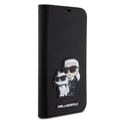 Zastitna maska (futrola) Karl Lagerfeld Saffiano BP Nft Karl&Choupette - iPhone 15 Pro Max 6.7 crna (KLBKP15XSANKCPK).