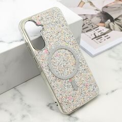 Futrole GLAM GLOW MagSafe - Samsung A566 Galaxy A56 5G srebrna (MS).