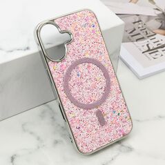 Zastitna maska (futrola) GLAM GLOW MagSafe - iPhone 16 (6.1) roze (MS).