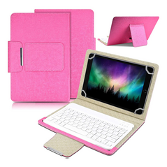 Zastitna maska (futrola) sa Bluetooth Tastaturom Leather - Tablet 10" Univerzalna pink.