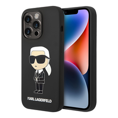 Zastitna maska (futrola) Karl Lagerfeld Hc Silicone NFT Ikonik - iPhone 15 Pro 6.1 crna (KLHCP15LSNIKBCK).