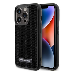 Zastitna maska (futrola) Karl Lagerfeld Hc Rhinestone Metal Plate Logo - iPhone 15 Pro 6.1 crna (KLHCP15LHDSPLK).