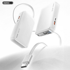 Univerzalna Back Up Baterija prenosiva baterija REMAX FCP-25 Fast Charging 22.5W(teleskopski kabl) Type-C 10000mAh beli.