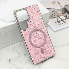 Zastitna maska (futrola) GLAM GLOW MagSafe - Samsung S938 Galaxy S25 Ultra 5G roze (MS).