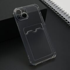 Zastitna maska (futrola) Transparent CARD POCKET - iPhone 15 Plus siva (MS).