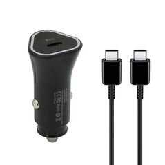 Auto punjac 25W Type-C ulaz sa Type-C na Type-C kablom crni (MS).