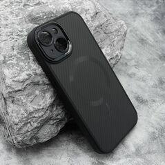 Zastitna maska (futrola) CARBON MagSafe - iPhone 15 crna (small camera) (MS).