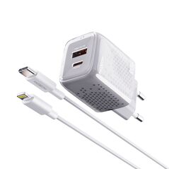 Kucni punjac Moxom MX-HC206 18W FAST PD 20W Type C na lightning sivi (MS).