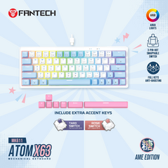 Tastatura Mehanicka Gaming Fantech MK611 Atom x63 AME bela (rosie switch).