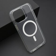 Zastitna maska (futrola) COLOR okvir MagSafe - iPhone 15 Pro Max (6.7) srebrna (providna) (MS).