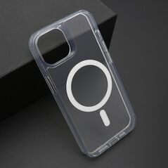 Zastitna maska (futrola) COLOR okvir MagSafe - iPhone 14 (6.1) srebrna (providna) (MS).