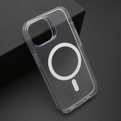 Zastitna maska (futrola) COLOR okvir MagSafe - iPhone 15 srebrna (providna) (MS).