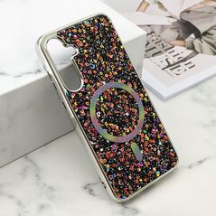 Zastitna maska (futrola) GLAM GLOW MagSafe - Samsung A556 Galaxy A55 5G crna (MS).