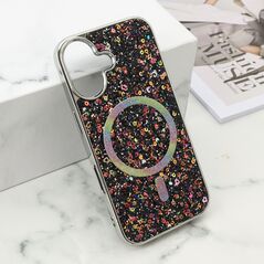 Zastitna maska (futrola) GLAM GLOW MagSafe - iPhone 16 (6.1) crna (MS).
