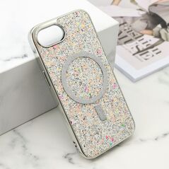 Zastitna maska (futrola) GLAM GLOW MagSafe - iPhone 16e/17e (6.1) srebrna (MS).