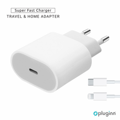 Kucni Punjac Pluginn AJ-20 A2347 EMC3621 PD Fast 20W - iPhone 11-14 sa PD lightning kablom CE beli.