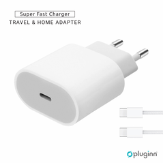 Kucni Punjac Pluginn AJ-20 A2347 EMC3621 PD Fast 20W - iPhone 11-14 sa PD Type C kablom CE beli.