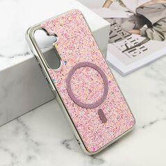 Zastitna maska (futrola) GLAM GLOW MagSafe - Samsung A556 Galaxy A55 5G roze (MS).