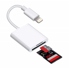 OTG adapter Lighting citac kartica TF/SD beli.