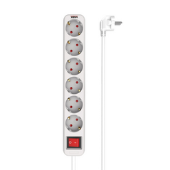 Produzni kabl sa prekidacem 6 uticnice 3m Max MPS-106SB-3M Beli.
