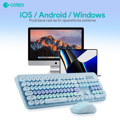 Combo mis i tastatura Coteci OF-054 pink.