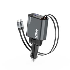Auto punjac Moxom MX-VC53 USB & Type C output + Type C & lightning cable output 45W crni (MS).