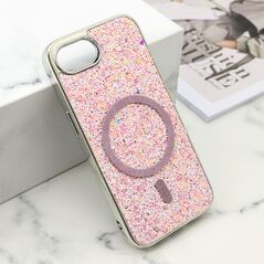 Zastitna maska (futrola) GLAM GLOW MagSafe - iPhone 16e/17e (6.1) roze (MS).