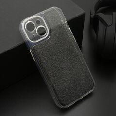 Zastitna maska (futrola) OMBRE GLITTER - iPhone 15 crna (MS).