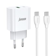 Kucni punjac Superior SU-P102 20W Type C na Type C beli (CERT) (MS).