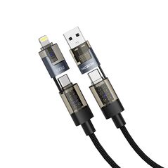USB data kabl Moxom 4 u 1 Type C na Type C/Lightning, USB na Type C/lightning MX-CB364 100W 1m crni (MS).