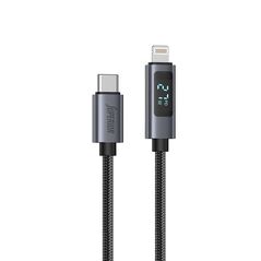 USB data kabl Superior SU-K107 pleteni Type-C na Lightning 3A 27W sa LED ekranom 1m crni (MS).