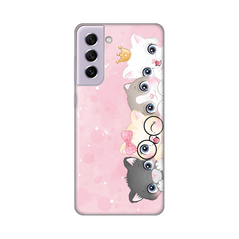Zastitna ultra tanka (skin) maska / futrola PRINT - Samsung G990 Galaxy S21 FE Pink Cats.