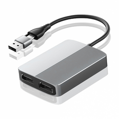 Adapter Type C - USB 3.0 JWD na 2x HDMI 60Hz sivi.