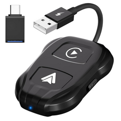 TechAdro Carplay Wireless Adapter - auto Andorid/IOS 2 u 1 USB, Type C crni.