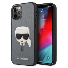 Zastitna maska (futrola) Karl Lagerfeld Hc PU Saffiano Head - iPhone 12 Pro Max 6.7 srebrna (KLHCP12LSAKHSL).