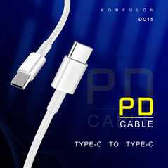 Data kabl KONFULON DC15 PD 60W Super Fast Charge Type C na Type C beli 1m.