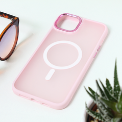 Zastitna maska (futrola) Magsafe colorful - iPhone 15 Plus roze.