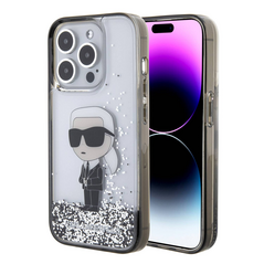 Zastitna maska (futrola) Karl Lagerfeld Liquid Glitter Ikonik - iPhone 15 Pro Max 6.7 Transparent (KLHCP15XLKKNSK).