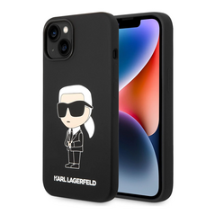 Zastitna maska (futrola) Karl Lagerfeld Hc Silicone NFT Ikonik - iPhone 15 Plus crna (KLHCP15MSNIKBCK).