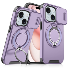 Zastitna maska (futrola) CamShield Ring stand - iPhone 15 ljubicasta.