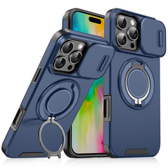 Zastitna maska (futrola) CamShield Ring stand - iPhone 16 Pro plava.