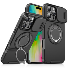 Zastitna maska (futrola) CamShield Ring stand - iPhone 16 Pro crna.