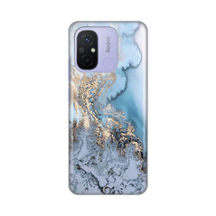 Zastitna silikonska maska (futrola) PRINT - Xiaomi Redmi 12C Blue Gold Marble.