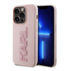 Zastitna maska (futrola) Karl Lagerfeld 3D Rubber Glitter Logo - iPhone 15 Pro Max 6.7 roze (KLHCP15X3DMBKCP).