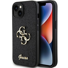 Zastitna maska (futrola) Guess Hc Fixed Glitter 4G Big Metal Logo - iPhone 15 crna (GUHCP15SHG4SGK).
